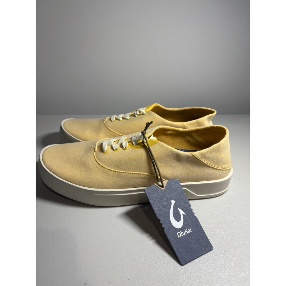 OluKai Tradewind Mens 10.5  Solar Glow Yellow Canvas Drop-In Heel Shoes